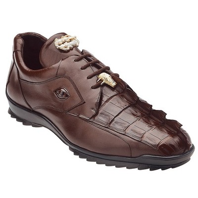 Belvedere Men's Vasco Tabac Hornback Crocodile Skin Sneaker