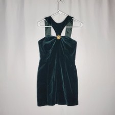 Chaps True Vintage Mini Dress 10 Velvet Emerald Halter Zipper Pearl Old Money