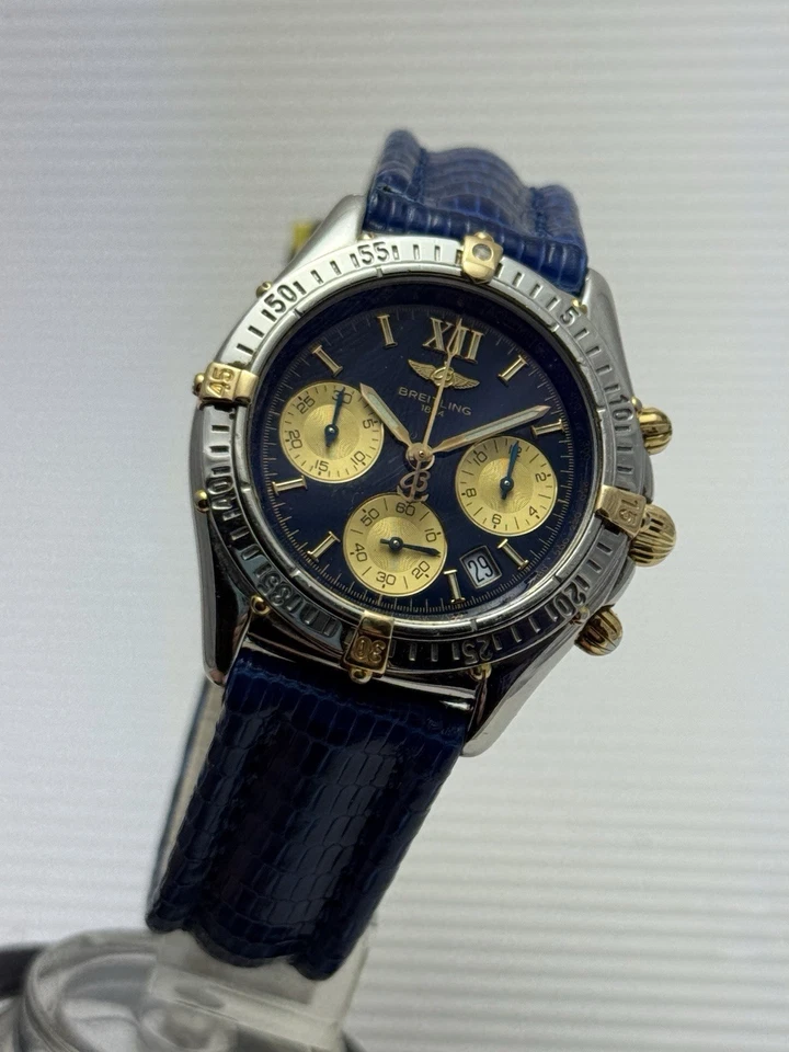 Breitling Jetstream B55048 Chronograph blaues Zifferblatt Stahl /Gold 18K ,36mm - Bild 4 von 4