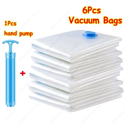 6 Strong Vacuum storage Space Reusable Vacuum Storage Bags with Hand Pump