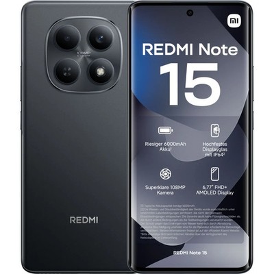 Xiaomi REDMI Note 15 128 GB Black Dual SIM Smartphone Handy Mobiltelefon