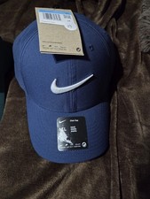 Nike Adjustable Solid Baseball Cap Unisex Adults M/L Blue Swoosh Sports