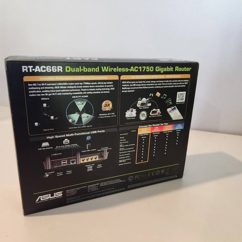 ASUS RT-AC66R 802.11ac Dual-Band Wireless AC1750 Gigabit 4-Port Router 5G - Image 2 of 3