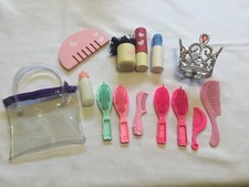 Lot of 14 Assorted Doll Accessories Brushes Make up Purse Crown    XX24 