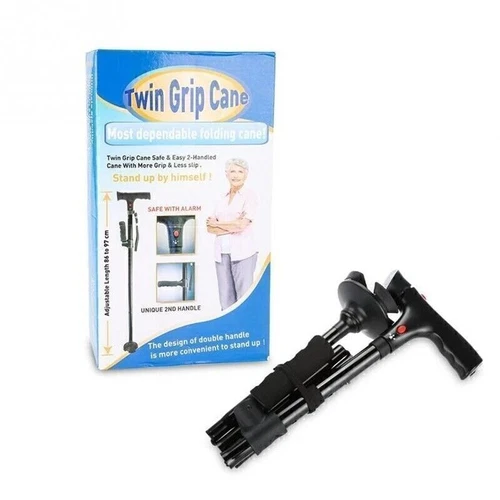 Elder Folding Walking Stick Walking Cane Height Adjustable LED Light Alarm - Picture 12 of 12