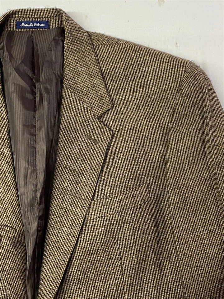 Blazer Traje Chaqueta Abrigo Deportivo Alan River 44L Marrón A Cuadros Lana de Cordero Cachemira Foto 2 de 4