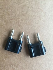 Lot of 2 ITT Pomona MDP-S-0 Double Banana Plug With Shorting Bar Black GND