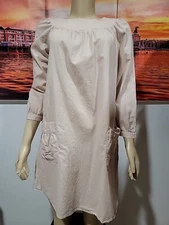 APC RUE MADAME PARIS  Shift Dress Sz S Dust Pink Short Sleeve Round Neck #C