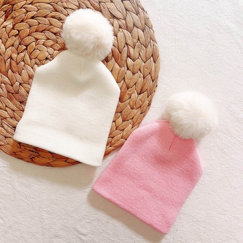 Warm Knit Beanie with Single Pompoms Kids Outdoor Hat for 6 Months to 2 Years - Picture 5 of 11