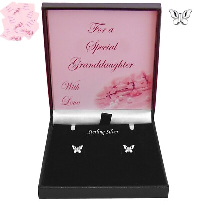 Mädchen Sterling Silber Schmetterling Ohrringe in Geschenkbox für Nichte, Schwester, Tochter