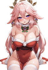 Yae Miko Genshin Impact Waifu Weatherproof Anime Sticker 6" Car Decal