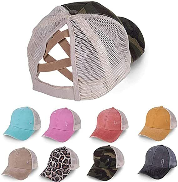 Criss Cross Ponytail Baseball Cap Trucker Mesh Hat Adjustable Ponytail Criss Cross Messy Buns Ponycaps Baseball Cap  main image 3
