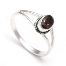 AAA Smoky Quartz Oval Shape Minimalist Ring 925 Sterling Silver Handmade Jewelry