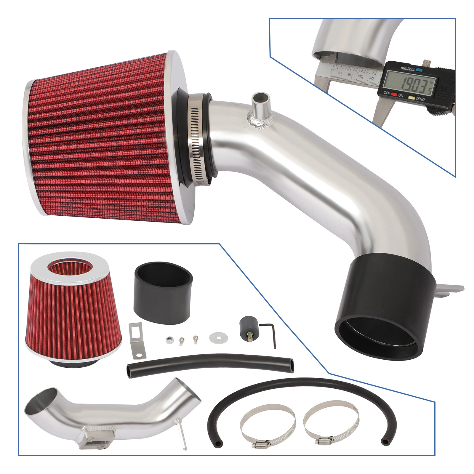 Short Ram Intake Aluminum Tube Kit For 2006-2011 Honda Civic LX EX DX 1.8L