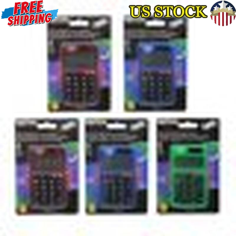 Pocket Calculator Set 5 Pack Dual Power Ergonomic Easy Grip Large LCD Display US-image