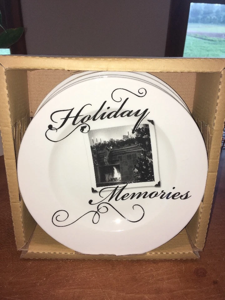 Juego de 4 platos de postre de 8" CYPRESS HOME Holiday Memories Spirit Winter Wonderland Foto 2 de 4