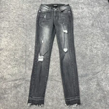 Judy Blue Jeans Womens 1 / 25 Gray Distressed Skinny Fit Raw Hem Stretch Denim