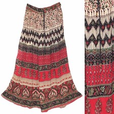 3X To 6X Plus Size Indian Ethnic Maxi Long Skirt Women Boho Hippie Retro P133