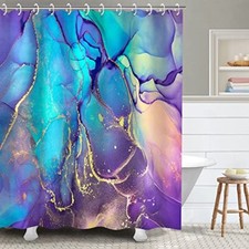 Purple Marble Shower Curtain, Blue Abstract 72"W x 72"L Pack of 1 A-purple