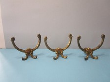 ANTIQUE VTG LOT OF 3 DOUBLE HOOK METAL COAT HOOKS