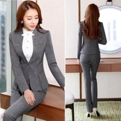 Damen Formelle Business Anzug Blazer Und Hose Career Büro Arbeit Kleidung Kostüm - Bild 1 von 4
