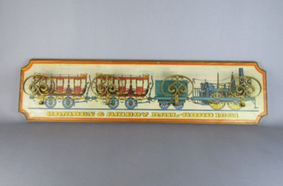 Wooden Coat Rack Train Figure 4 Hooks Modern Wall Vintage 1970