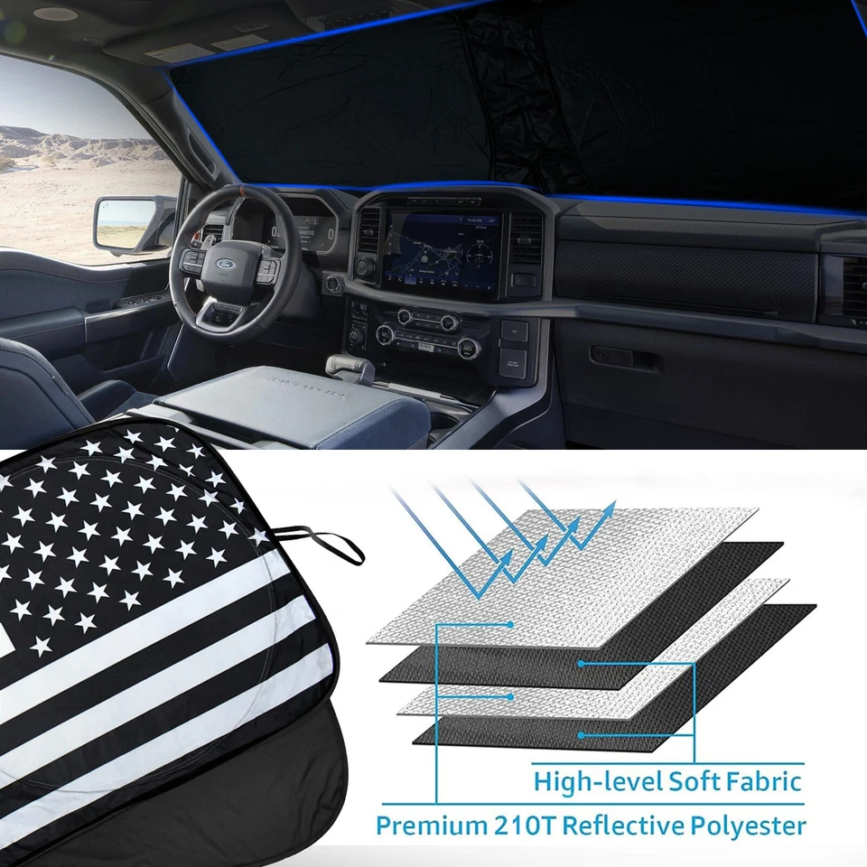 Parabrisas de coche grande con bandera de Estados Unidos para Ford Ranger cubierta de visera comestible Foto 4 de 4