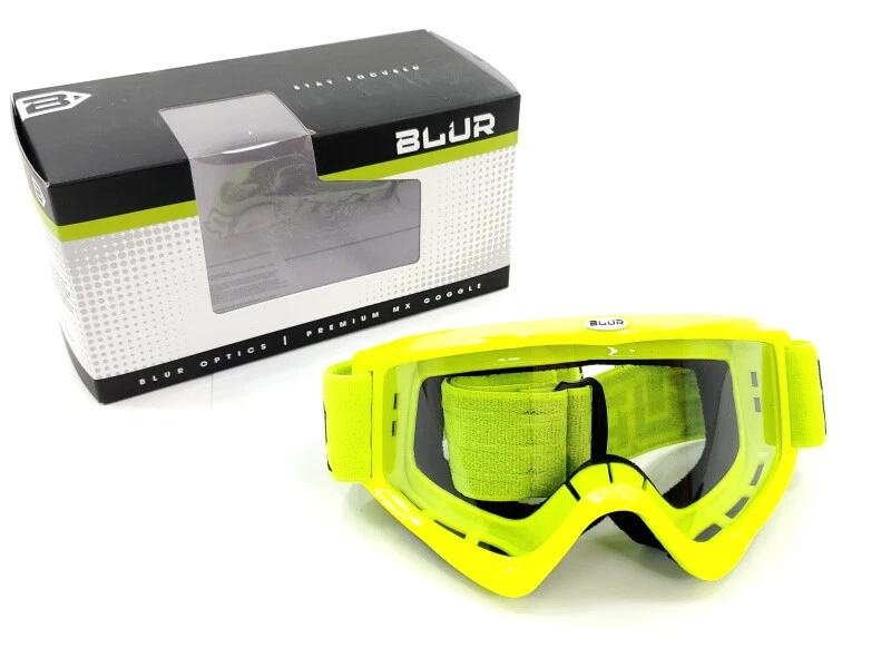 Gafas Blur Optics B-ZERO - Motocross Offroad MX MTB - Lente transparente, amarillo neón Foto 2 de 4