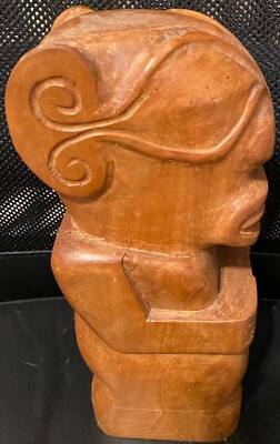 RARE Vintage 1960s Super cool Tahitian Tiki wood carving statue Not Mug HTF WOW!
