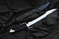 Epic Fantasy Sword with Leather Sheath – Full Tang Steel Blade,Decorative Handle