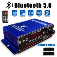 400W 12V 2 Channel Powerful Stereo Audio Power Amplifier HiFi Bass Amp Car Home