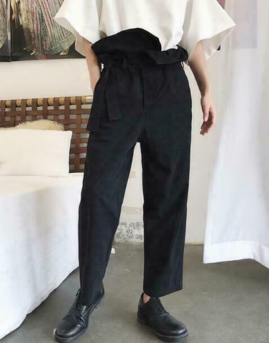 Mens Vintage Black High Waist Loose 