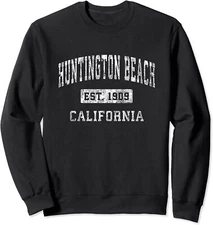 Huntington Beach EST. 1909 California CA Vintage Gift Unisex Crewneck Sweatshirt