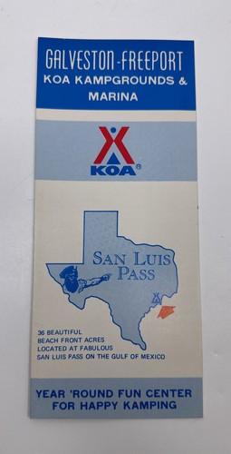 Vintage Galveston Freeport TX Texas KOA Campgrounds & Marina Brochure Map A2