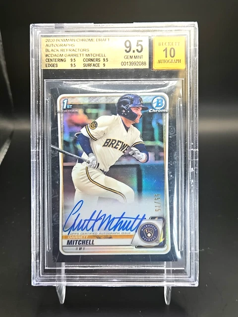 2020 Bowman Chrome 1st Garrett Mitchell Black Refractor /75 Auto BGS 9.5 AUTO 10