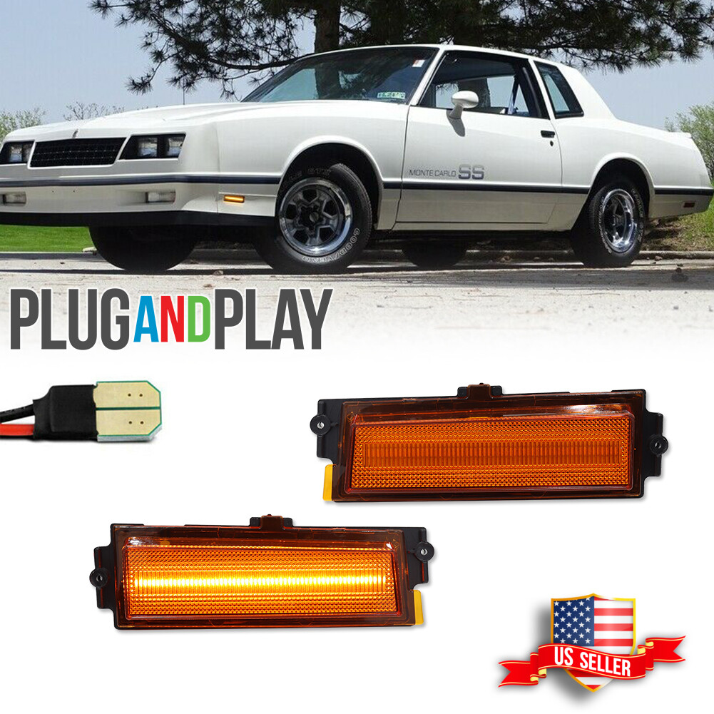 For 1981-1988 Chevy Monte Carlo SS Full LED Amber Front Side Marker Signal Light