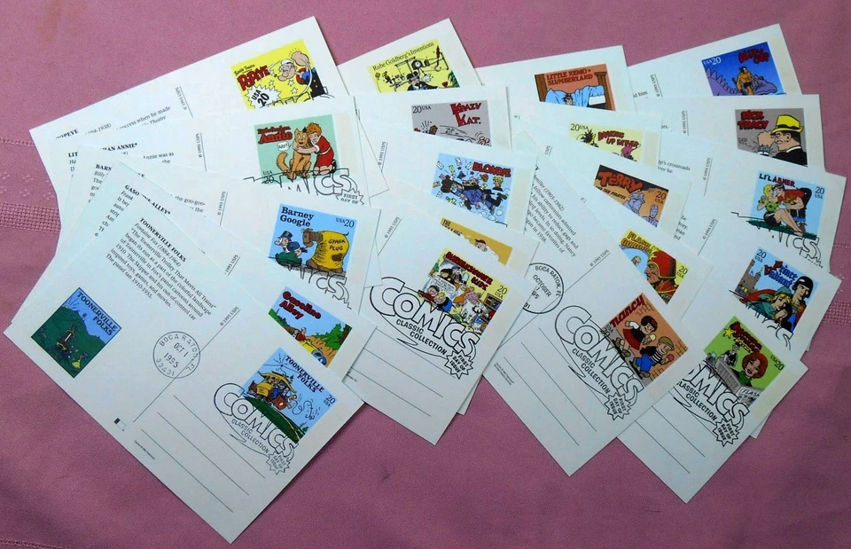 1995 COMIC STRIP CLASSICS full set of 20 FDCs Sc UX221-UX240 Fleetwood cachets - Image 2 of 4