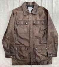 Vintage Calvin Klein Brown Leather Chore Jacket Bomber Motorcycle Men s Medium