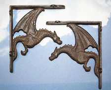 DRAGON SHELF BRACKETS,CORBEL,SHELF BRACE,ALL OCCASION GIFTS,MED-EVIL DECOR,B-11B