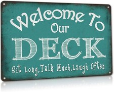 Welcome to Our Deck Sign Backyard Accessories Decor Outdoor, ALREAR Vintage...