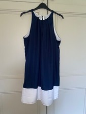 MANGO Racer Neck Dress Size L Colour Block Suit Chic Evening Satin