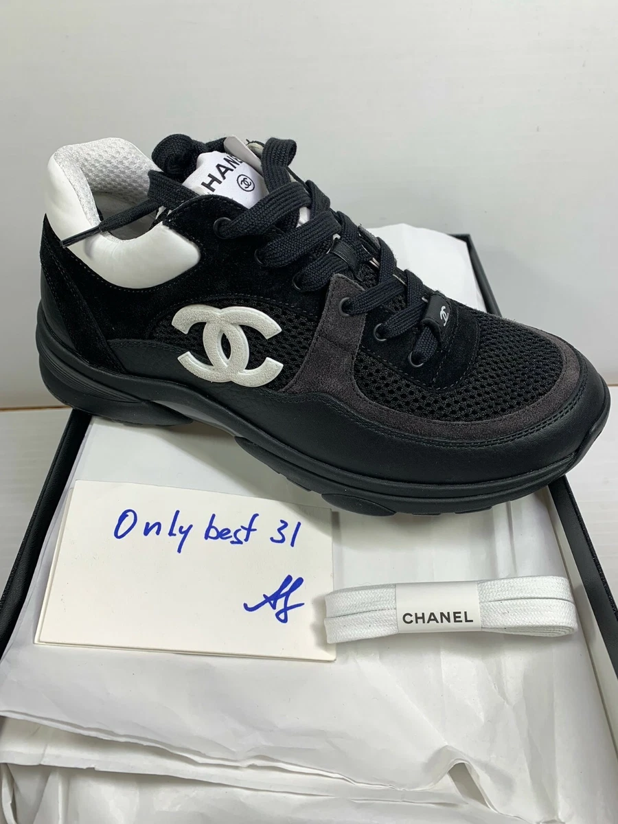 chanel black and white sneaker