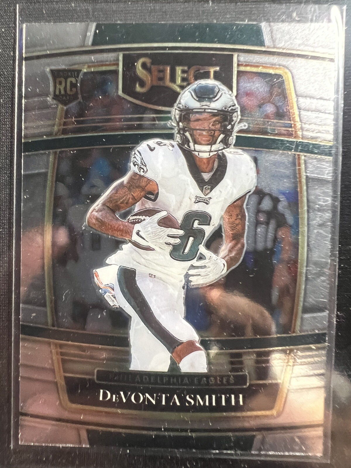 2021 DeVonta Smith SP RC Select Green Yellow Concourse Prizm Diecut Rookie #49