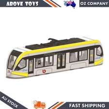 Bburago Play 19cm Street Intercity Tram White Yellow Diecast Toy Model