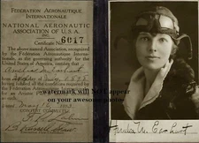 1923 Amelia Earhart Pilot's License PHOTO,No Joke! Autograph  / Signature Shown
