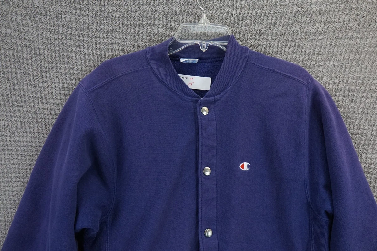 Vintage 90s Champion Reverse Weave Button Up Sweatshirt Cardigan M Purple