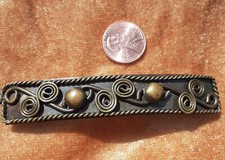 Vintage Brown Metal Hair Clip. Barrette Style, With Lovely Whorl Design