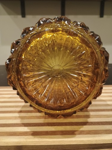 Vintage Large LE Smith 35.5" Honey Amber Diamond Fat Bottom Swung Glass Vase - Picture 6 of 10