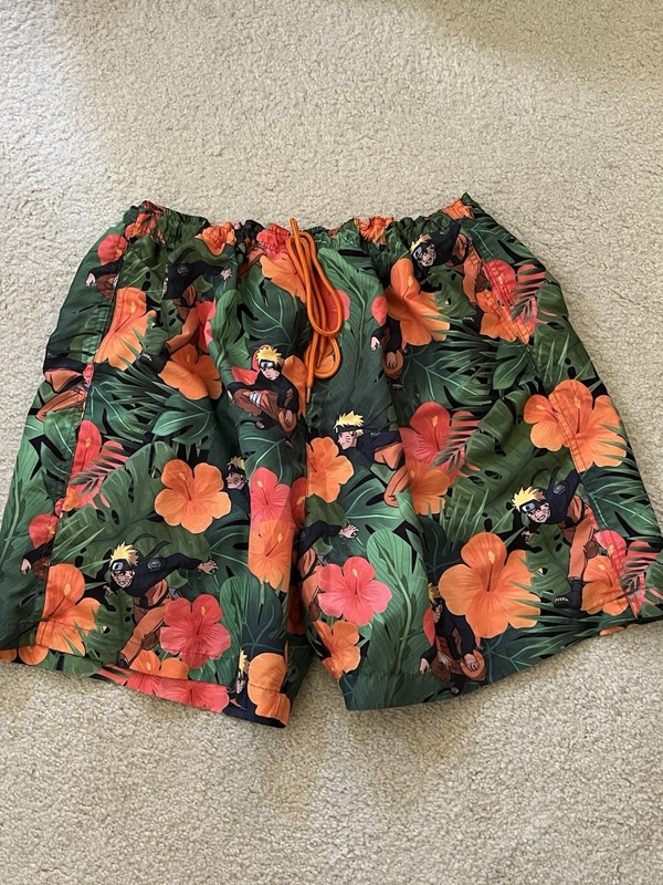 NARUTO SHINOBI KISHIMOTO Mens Swim Trunks Multicolor Mesh Lined - XXL