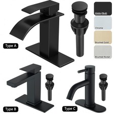 Modern Bathroom Sink Faucet Single Handle Vanity Basin Tap with Pop Up Drain